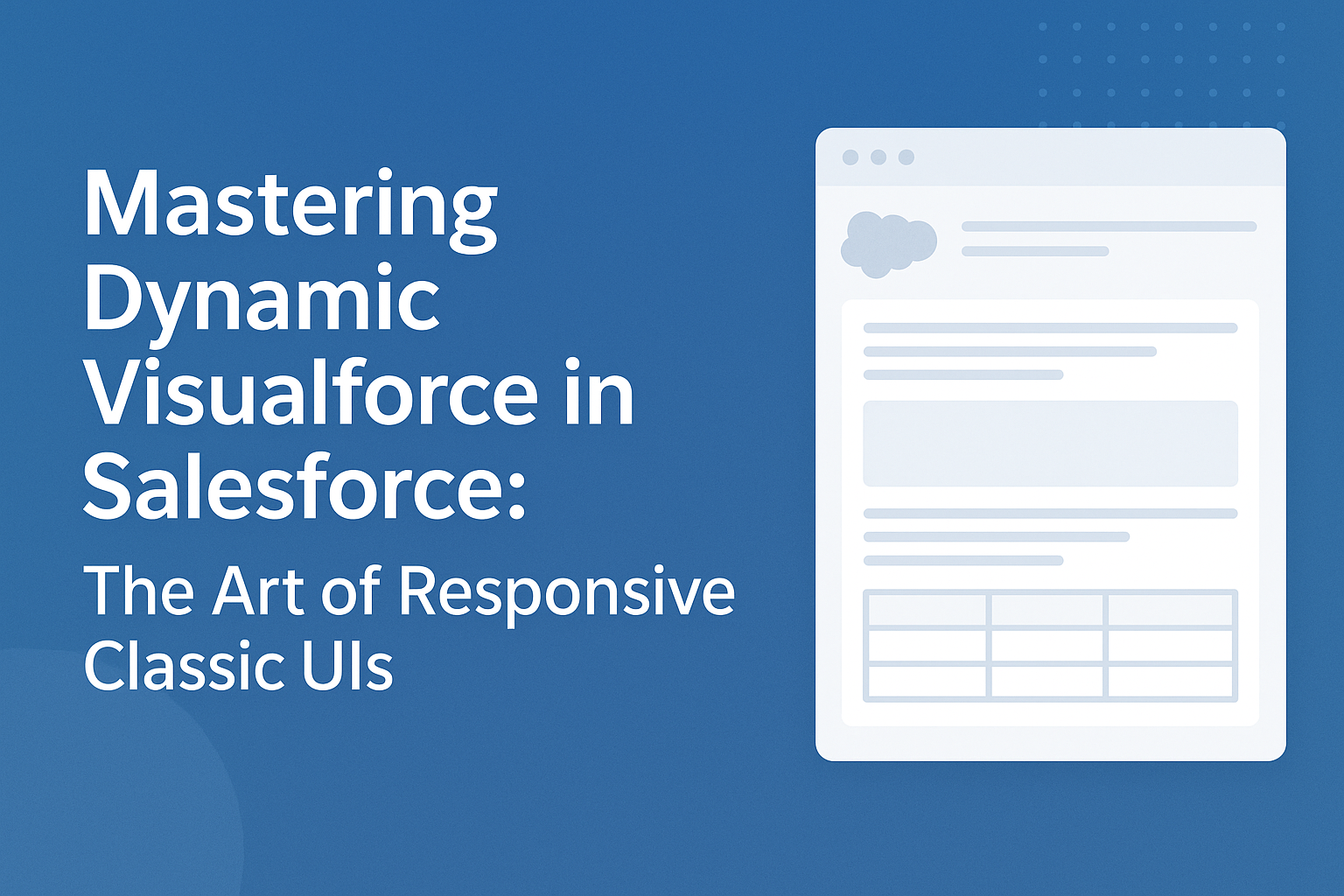 Mastering Dynamic Visualforce in Salesforce: The Art of Responsive Classic UIs