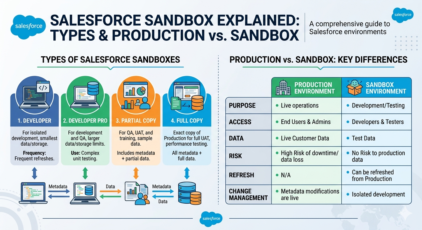 Salesforce Sandbox Explained: Types of Sandboxes & Production vs. Sandbox Differences